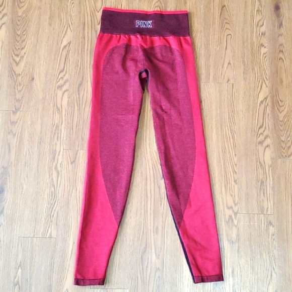 2019 NWOT Victoria's Secret PINK Seamless Bodycon Red Stretch Leggings Size XS - Picture 11 of 13